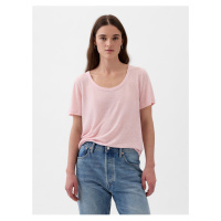 Světle růžové dámské lněné tričko GAP
