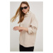Mikina Answear Lab dámská, béžová barva, s kapucí, hladká