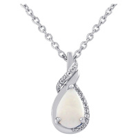 Silvego Stříbrný náhrdelník Derica s pravým bílým opálem a čirým topazem OPM8761NOPW