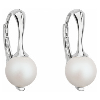 Evolution Group Stříbrné náušnice visací s bílou matnou perlou 31232.1