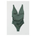H & M - Tvarující jednodílné plavky - zelená