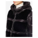 Černá dámská prošívaná zimní bunda s rukavicemi s umělým kožíškem Geox Rawelle