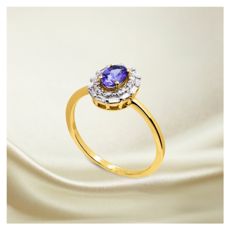 Zlatý diamantový prsten s tanzanitem Planet Shop