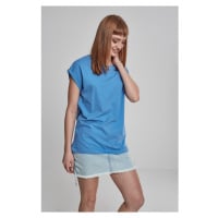 Dámské triko s prodlouženým ramenem horizontálně modré