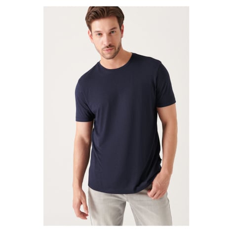 Avva Men's Navy Blue Ultrasoft Crew Neck Cotton Slim Fit Slim-Fit T-shirt