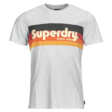 Superdry CALI STRIPED LOGO T SHIRT Bílá