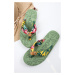 Zelené květované nízké pantofle 5-27109