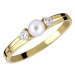 Brilio Něžný prsten ze žlutého zlata s krystaly a pravou perlou 225 001 00241 00
