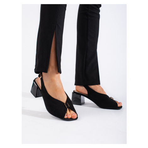 Luxusní dámské sandály černé na širokém podpatku GOODIN