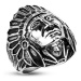 Ocelový prsten - indián Apač, černá patina