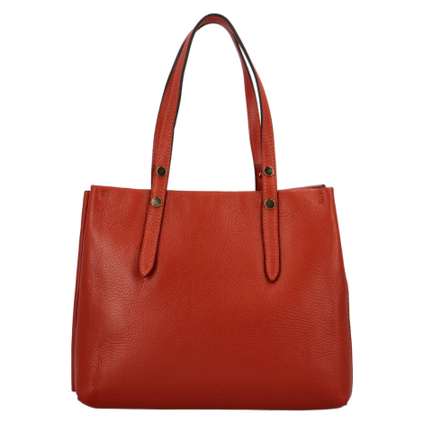 Trendová dámská kožená kabelka přes rameno Mora, červená Delami Vera Pelle