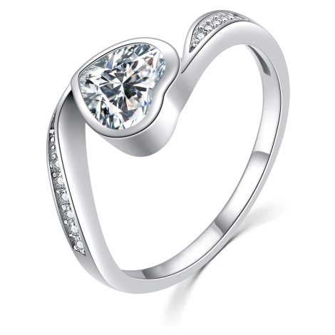MOISS Něžný stříbrný prsten se zirkony Srdíčko R00021