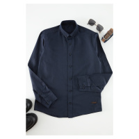 Trendyol Navy Blue Slim Fit Shirt with Leather Accessories