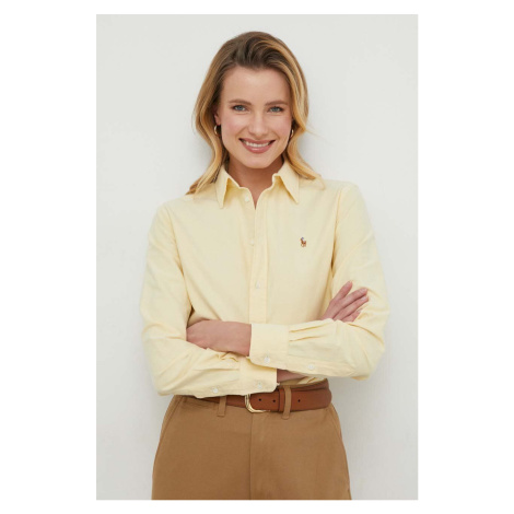 Bavlněná košile Polo Ralph Lauren žlutá barva, relaxed, s klasickým límcem, 211932521