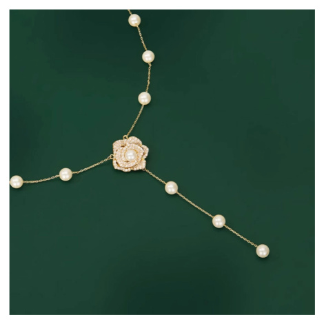 JAY Perlový náhrdelník se zirkony Nadine JAY-0048-HN2899 Zlatá 41 cm + 5 cm (prodloužení)