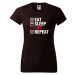 DOBRÝ TRIKO Dámské tričko s potiskem Eat sleep lift Barva: Kávová