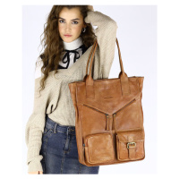 XXL shopper taška s kapsami, přírodní kůže