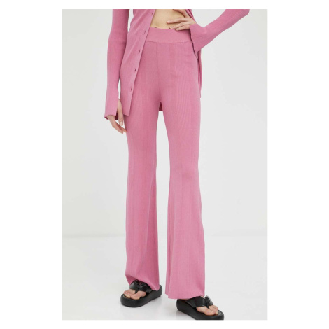 Kalhoty Remain dámské, fialová barva, zvony, high waist