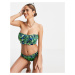 Pour Moi Fuller Bust Free spirit strapless bikini top in tropical print-Multi