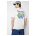 Trendyol Ecru Oversize/Wide-Fit Text Printed 100% Cotton T-shirt on Back