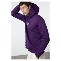 Trendyol Purple Regular/Normal Cut Animal Embroidered Polar Fleece Hooded Sweatshirt