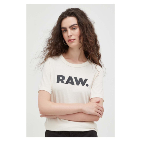 Bavlněné tričko G-Star Raw béžová barva