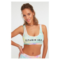 Trendyol Batik Patterned Slogan Detailed Bikini Top