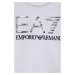 Dětské bavlněné tričko s dlouhým rukávem EA7 Emporio Armani bílá barva, s potiskem