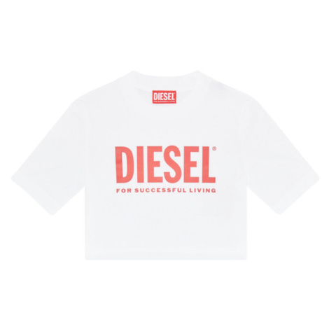Tričko diesel trecrowlogo t-shirt bílá