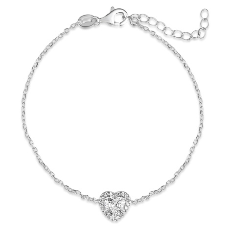 Stříbrný náramek se srdíčkem a zirkony - Meucci SB220