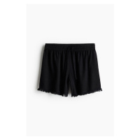 H & M - Linen-blend pull-on shorts - černá
