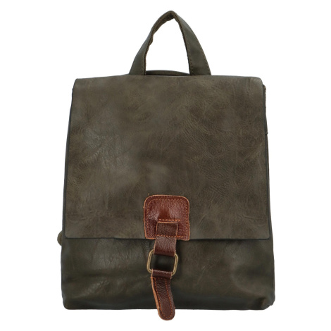 Městský stylový koženkový batoh Enjoy, vojenská zelená Paolo Bags
