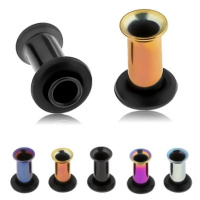 Anodizovaný titanový tunel do ucha, různé barvy, černá gumička - Tloušťka piercingu: 5 mm, Barva