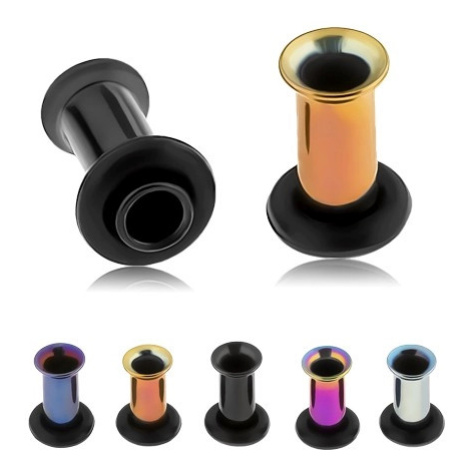 Anodizovaný titanový tunel do ucha, různé barvy, černá gumička - Tloušťka piercingu: 5 mm, Barva Šperky eshop