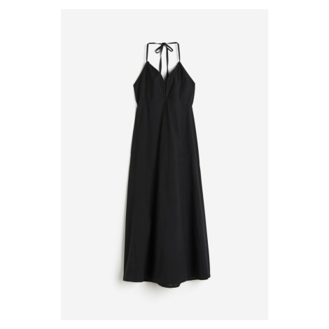 H & M - Bavlněné šaty halterneck - černá H&M