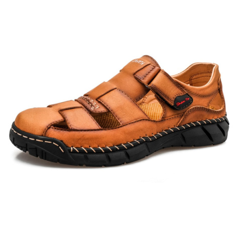 Pánské kožené sandály s uzavřenou špičkou a patou MIXI FASHION
