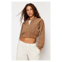 Trendyol Mink Crop Slim Bomber Coat