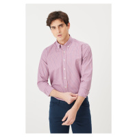 AC&Co / Altınyıldız Classics Men's Orange Slim Fit Slim Fit Button-down Collar Cotton Check Shir