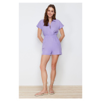 Trendyol Lilac Elastic Waist Mini Woven Jumpsuit