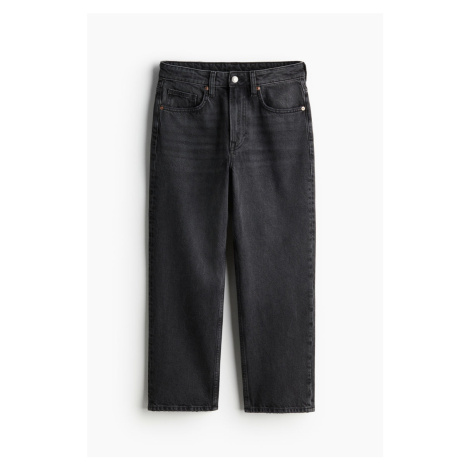 H & M - Straight High Cropped Jeans - černá H&M