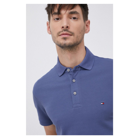Polo tričko Tommy Hilfiger pánské, fialová barva, hladké, MW0MW17771
