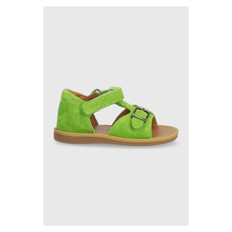 Dětské kožené sandály Reebok Classic zelená barva Pom d'Api