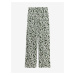 Krémovo-zelené dámské široké zkrácené kalhoty s potiskem Marks & Spencer