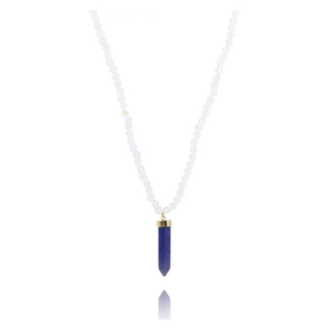 Pozlacený náhrdelník s modrým krystalem ECARLA