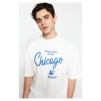 Trendyol Ecru Regular/Regular Fit City Printed Short Sleeve 100% Cotton T-Shirt