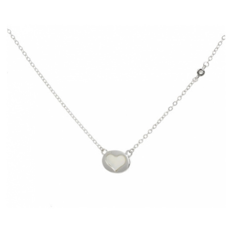 Stříbrný náhrdelník srdce s perleťí 67577F Silver style