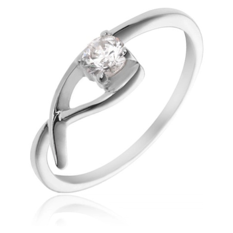 Prsten ze stříbra 925 - jemná smyčka s čirým zirkonem Šperky eshop