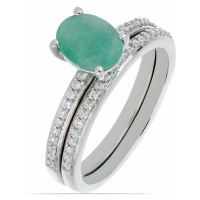 Sada stříbrných prstenů s broušeným smaragdem Ag 925 046587 EM - 62 mm , 3,6 g