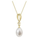Evolution Group Zlatý 14 karátový náhrdelník s bílou říční perlou a briliantem 92PB00034