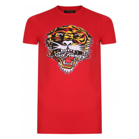 Ed Hardy Tiger mouth graphic t-shirt red Červená